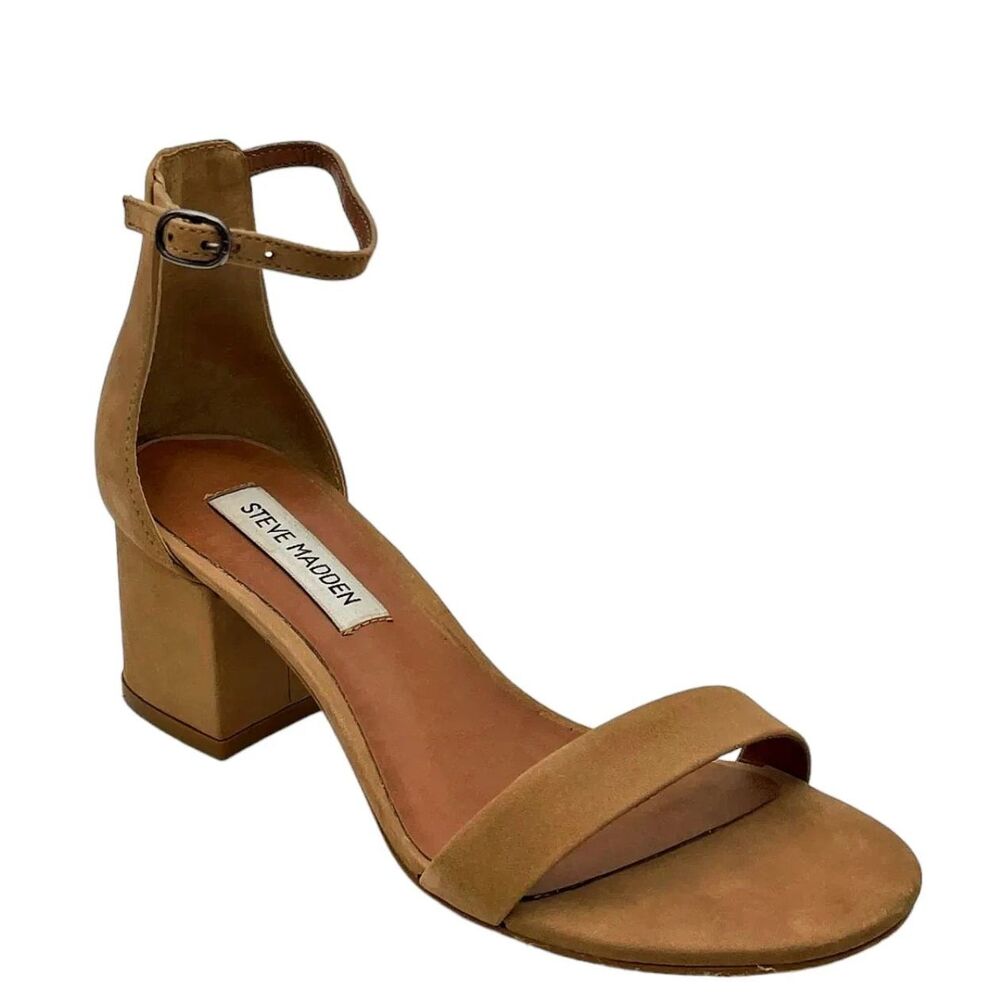Steve Madden Heeled Sandals 10 Ankle Strap Minimalist Casual Brown Tan Irenee